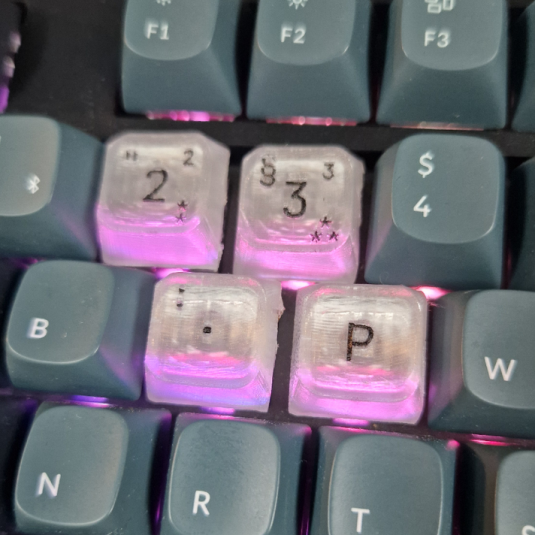 Nahansicht auf leuchtende Keycaps